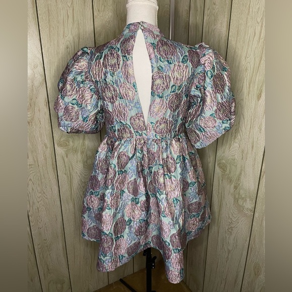 NWOT Urban Outfitters Sister Jane Floral Jacquard Metallic Dream Dress - Picture 4 of 6